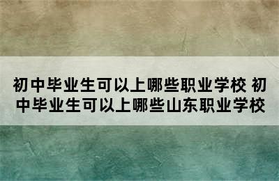 初中毕业生可以上哪些职业学校 初中毕业生可以上哪些山东职业学校